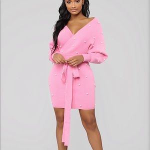 Pink sweater dress